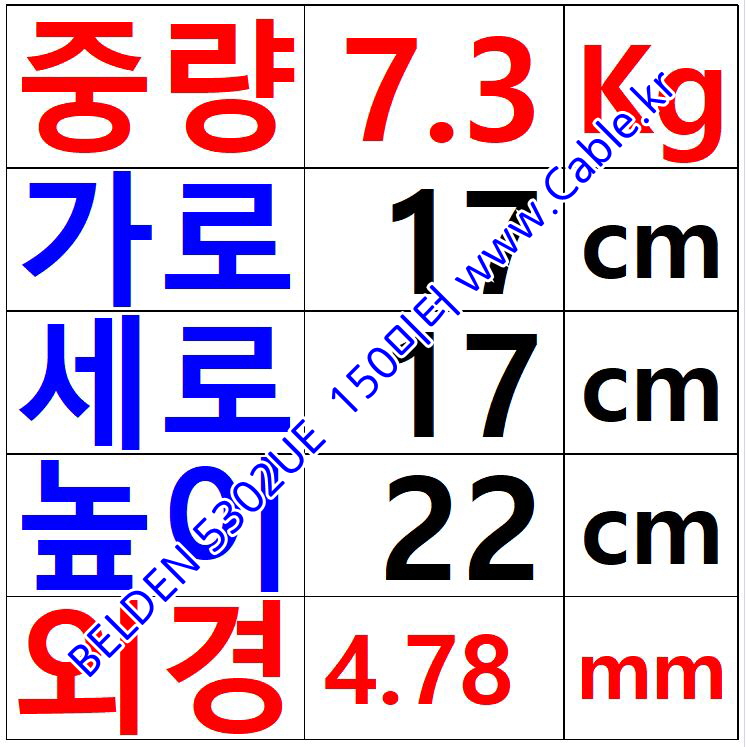 BELDEN 5302UE 008(Gray) 4C 18AWG 벨덴 150M