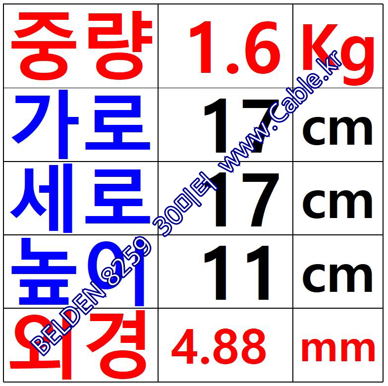 RG-58A/U 50옴동축케이블 BELDEN 8259 벨덴 30M